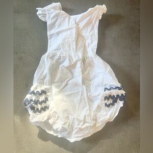 Southern Sunshine Kids Charming White and Blue Ruffled Bubble